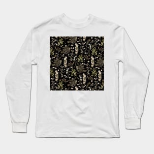 Vintage Wildflowers on Dark Background Long Sleeve T-Shirt